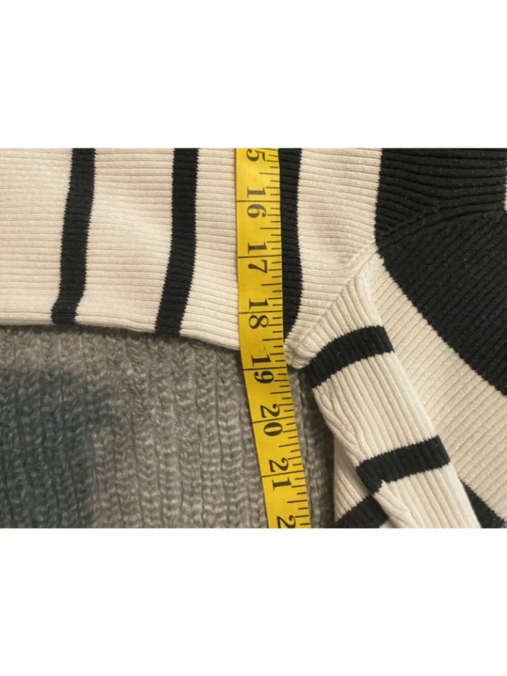 Lauren Ralph Lauren White  & Black Striped Turtleneck Sweater L/XL 1X Cotton